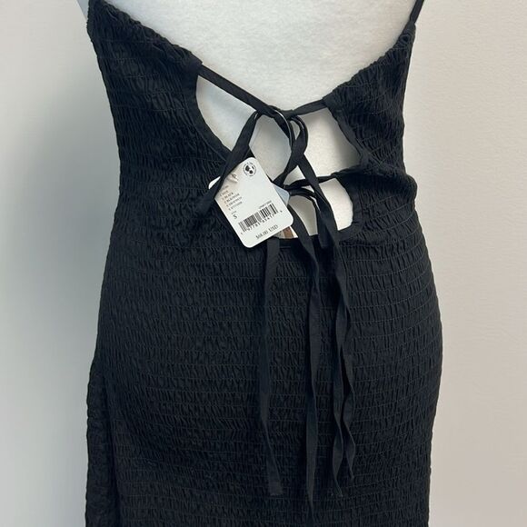 Free People Lyla Smocked Bodycon Mini Dress Black S NWT - Picture 5 of 6
